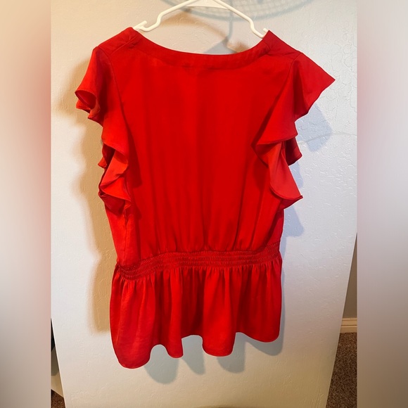 Banana Republic Red Satin Blend Cinch Waist Top - Picture 3 of 3